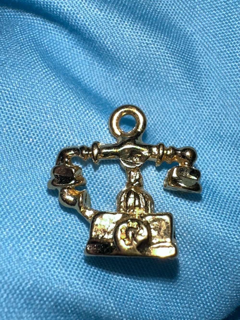 Gold Plated Pendant Fashioned Rotary Dial Telephone Charm Pendant